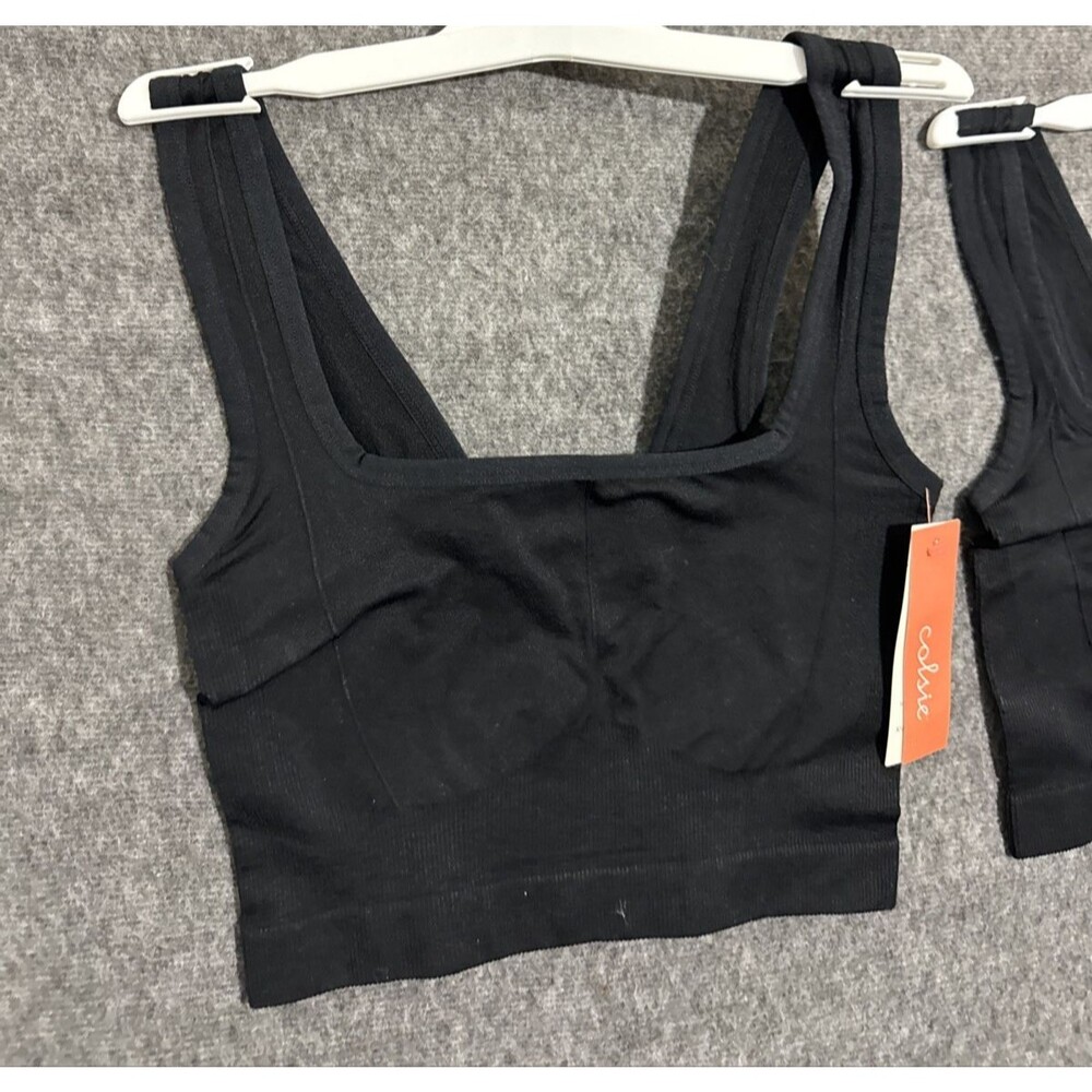 Colsie Women's Sports Bra Black Small - Picture 2 of 6